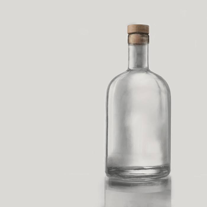 Un frasco de vidrio transparente con tapón de corcho