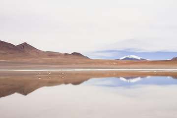 Salar con el reflejo de un cerro lejano