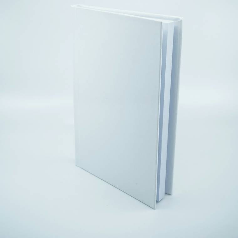Edición de ensayos sobre arte: libro de tapa dura clara, de pie sobre fondo claro