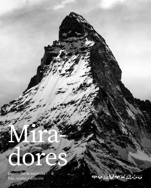 Afiche de la exposición de montaña con el título sobre una cresta