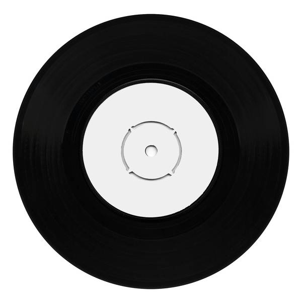 Disco negro con etiqueta blanca