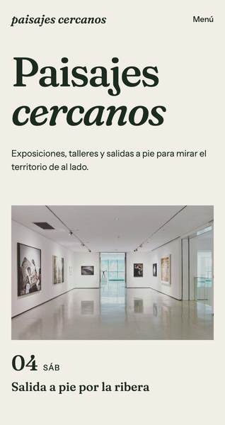 Vista de teléfono con el título y una galería de arte