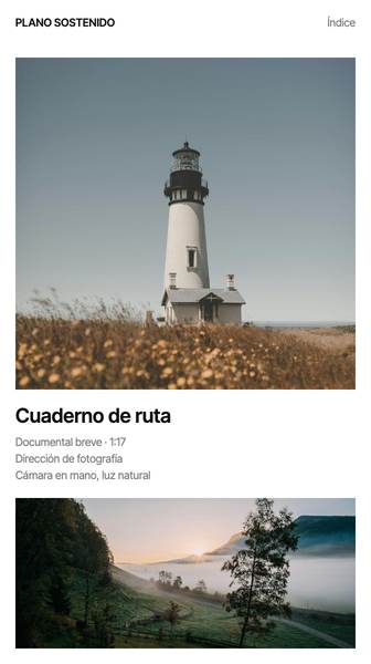 Vista de teléfono con la foto de un faro y la ficha de un documental