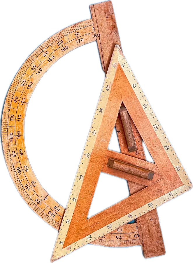 Escuadra y transportador de madera