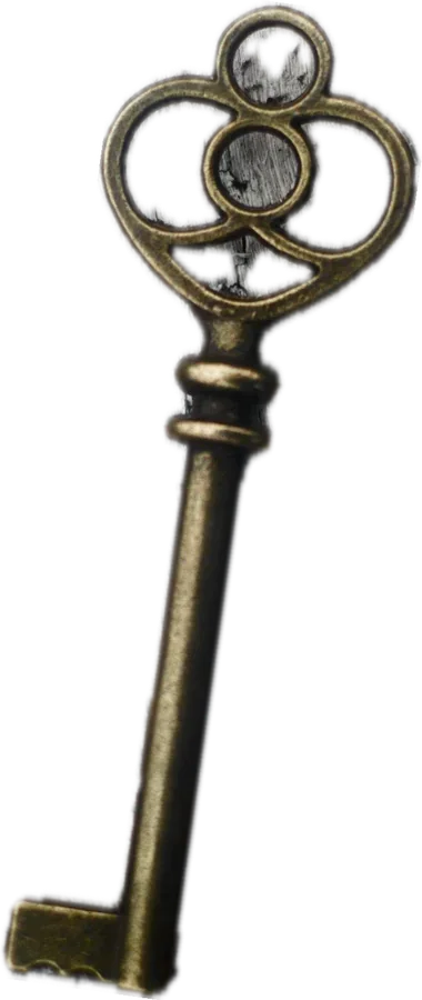 Llave antigua de bronce con adornos