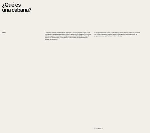 Página con una presentación de las cabañas y enlaces de lectura