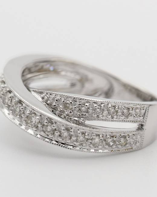 Anillo Doble Pavé, plata de ley y cristal