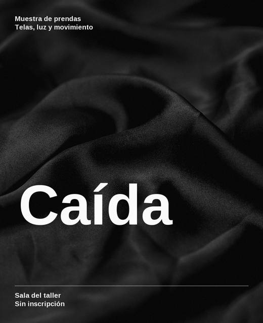 Cartel con la palabra «Caída» sobre una tela negra